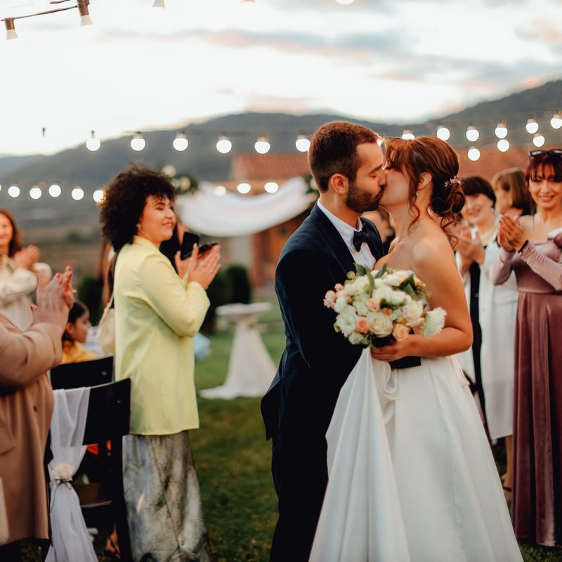 A couple at their wedding
