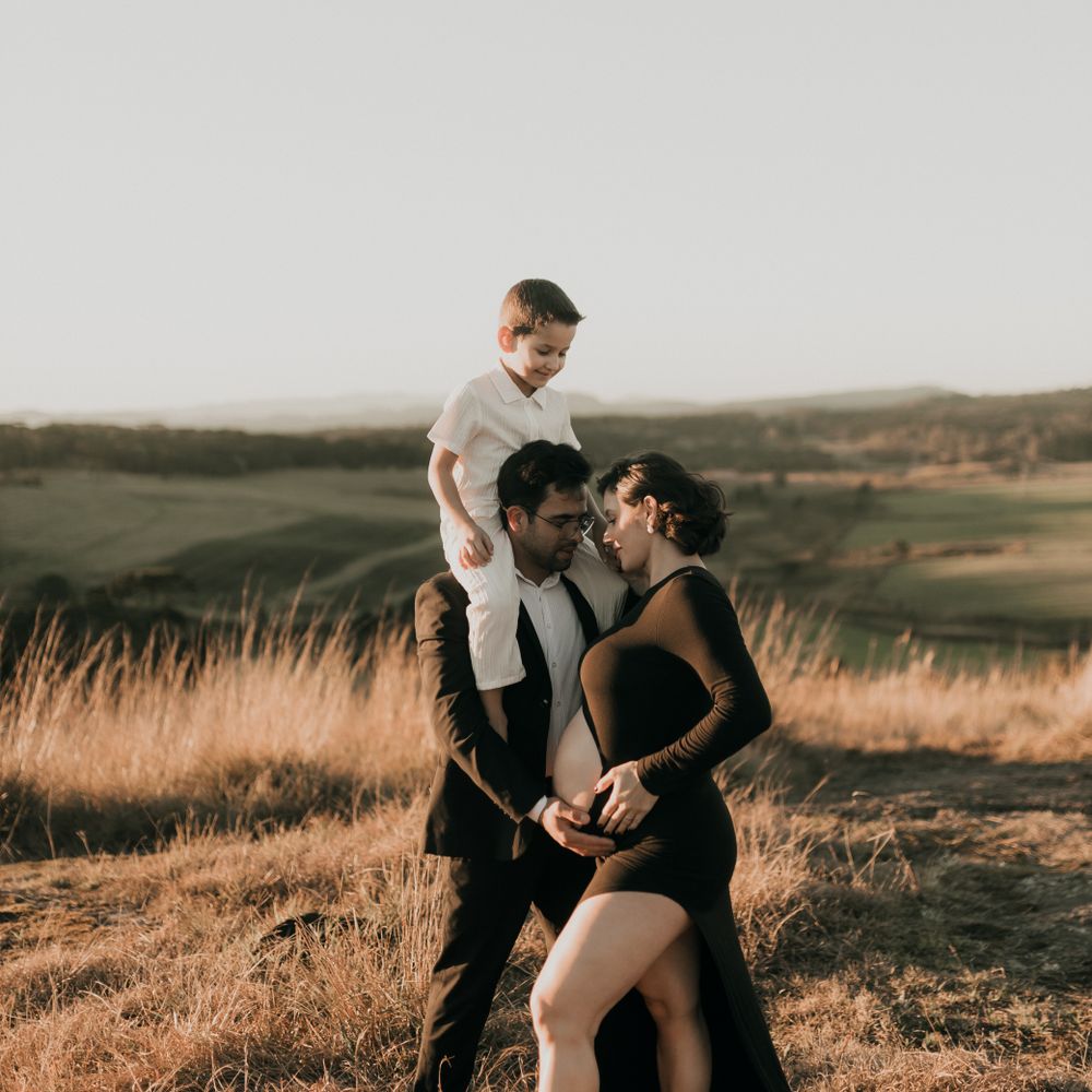 A family together at golden hour